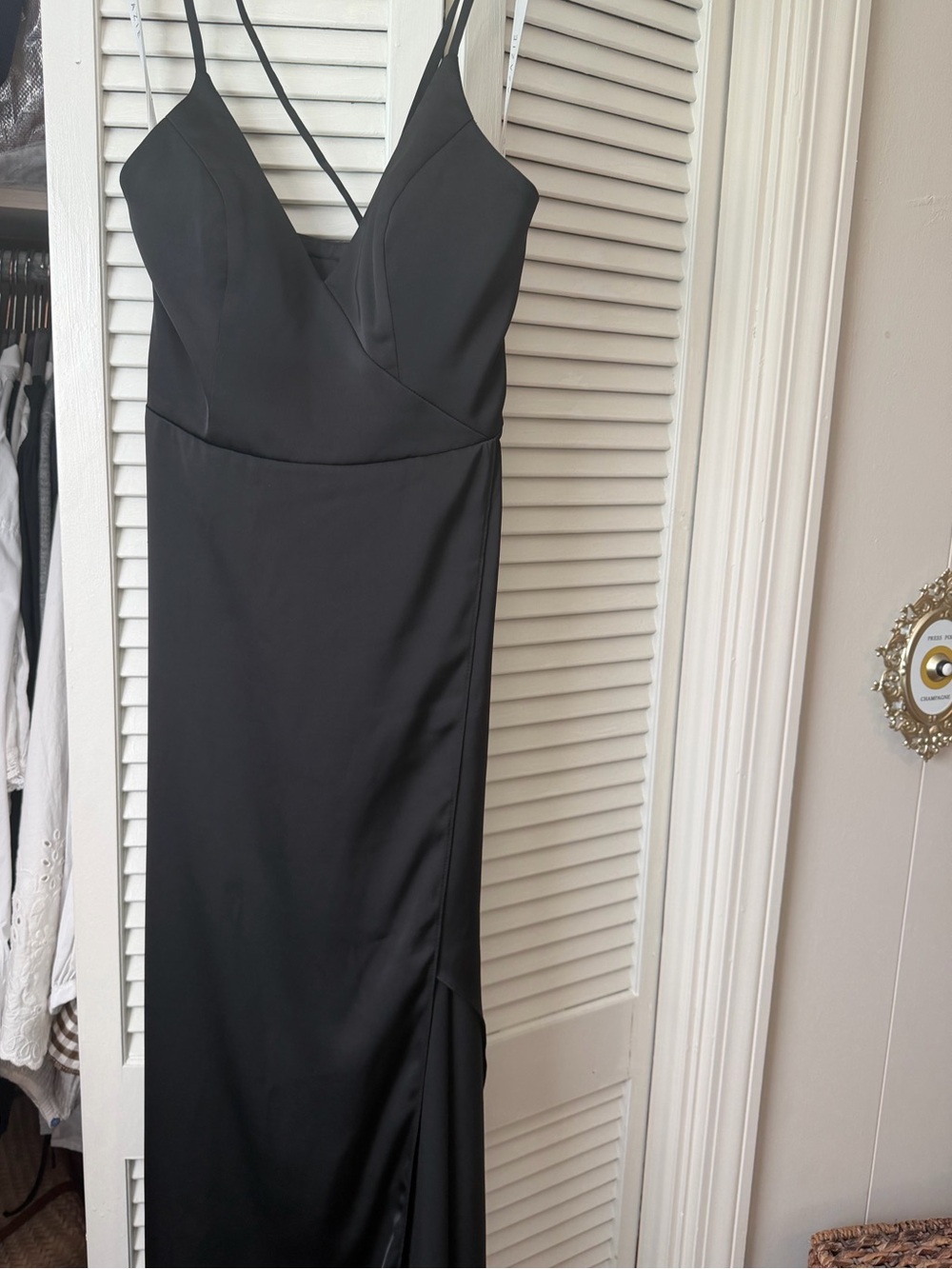 Azazie Black Wedding Guest Dress Satin | 4